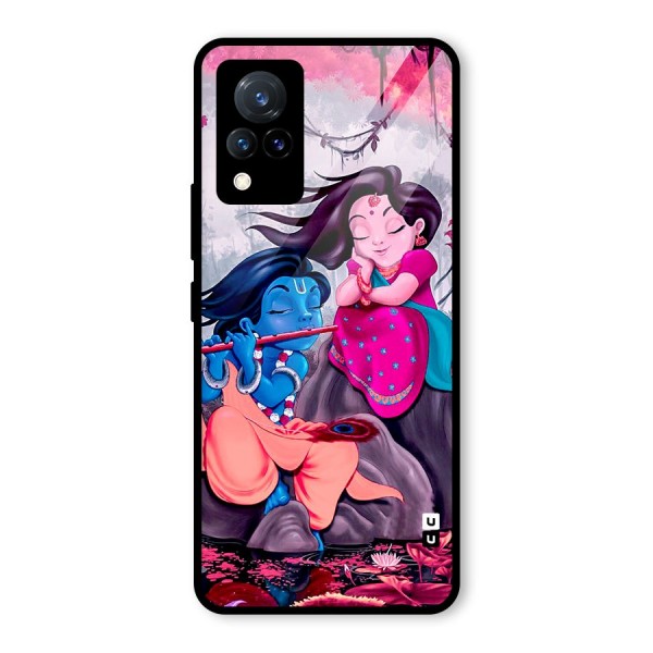 Cute Radha Krishna Glass Back Case for Vivo V21 5G