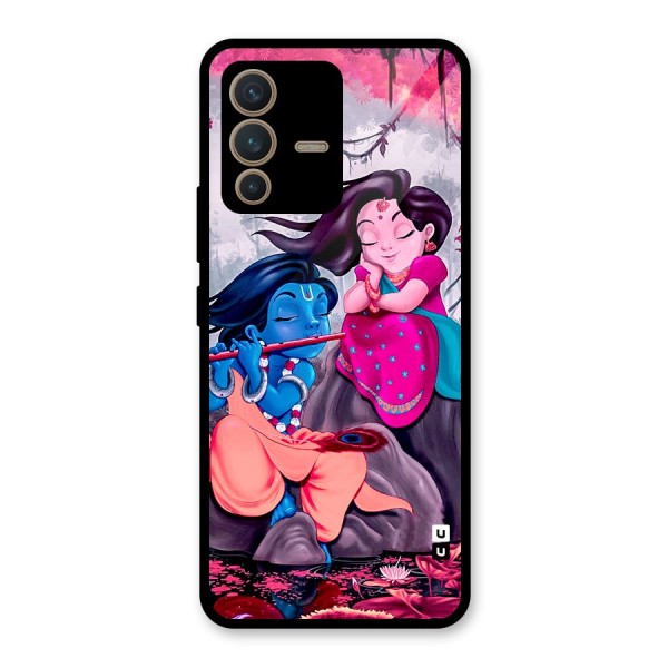 Cute Radha Krishna Glass Back Case for Vivo V23 5G