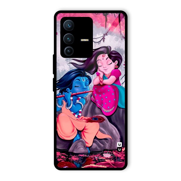 Cute Radha Krishna Glass Back Case for Vivo V23 Pro