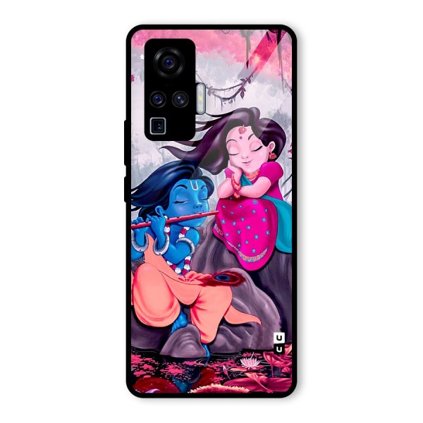 Cute Radha Krishna Glass Back Case for Vivo X50 Pro