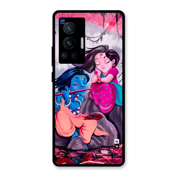 Cute Radha Krishna Glass Back Case for Vivo X70 Pro