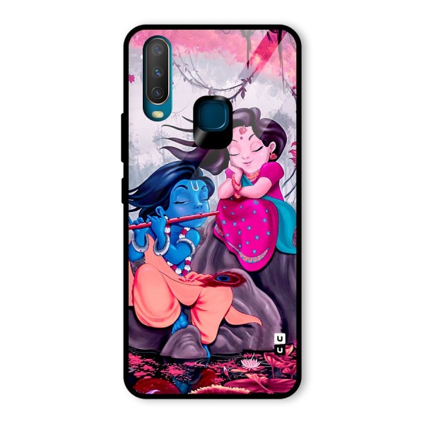 Cute Radha Krishna Glass Back Case for Vivo Y12