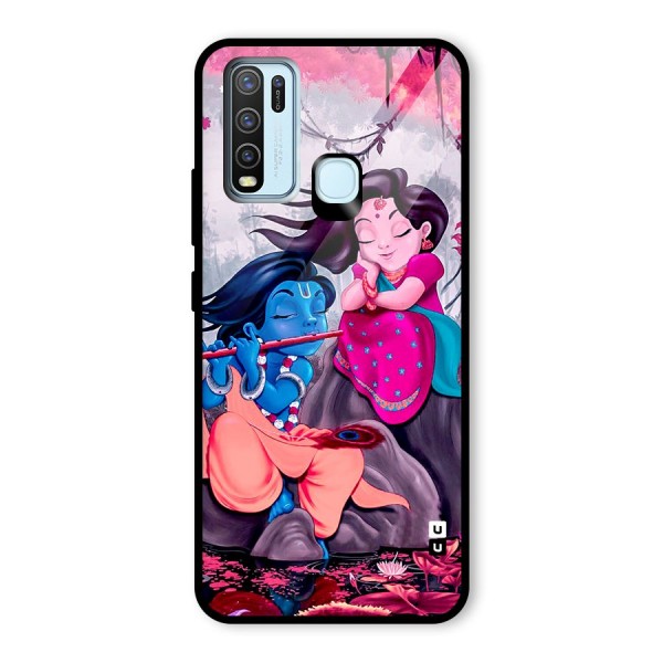 Cute Radha Krishna Glass Back Case for Vivo Y30