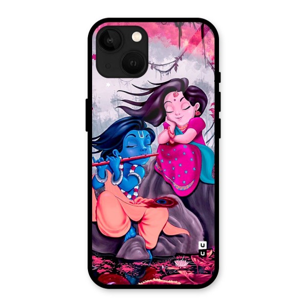 Cute Radha Krishna Glass Back Case for iPhone 13