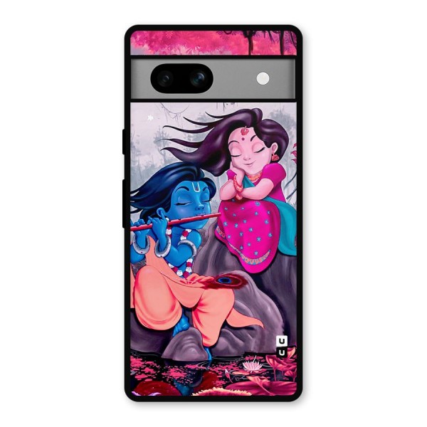 Cute Radha Krishna Metal Back Case for Google Pixel 7a