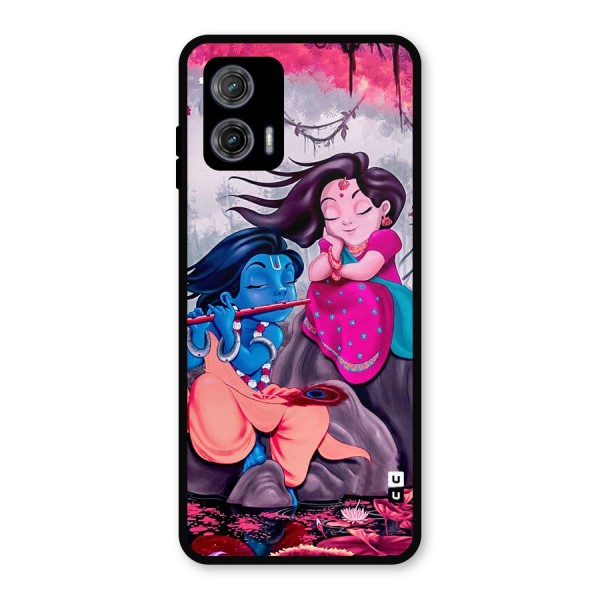 Cute Radha Krishna Metal Back Case for Moto G73