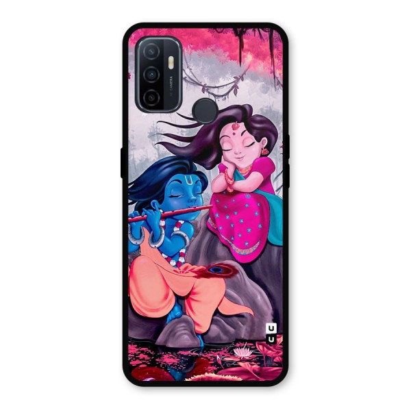 Cute Radha Krishna Metal Back Case for Oppo A53