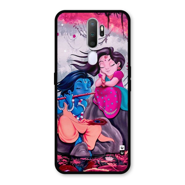 Cute Radha Krishna Metal Back Case for Oppo A5 (2020)