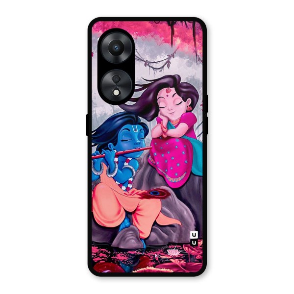 Cute Radha Krishna Metal Back Case for Oppo A78