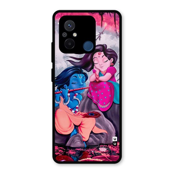 Cute Radha Krishna Metal Back Case for Poco C55