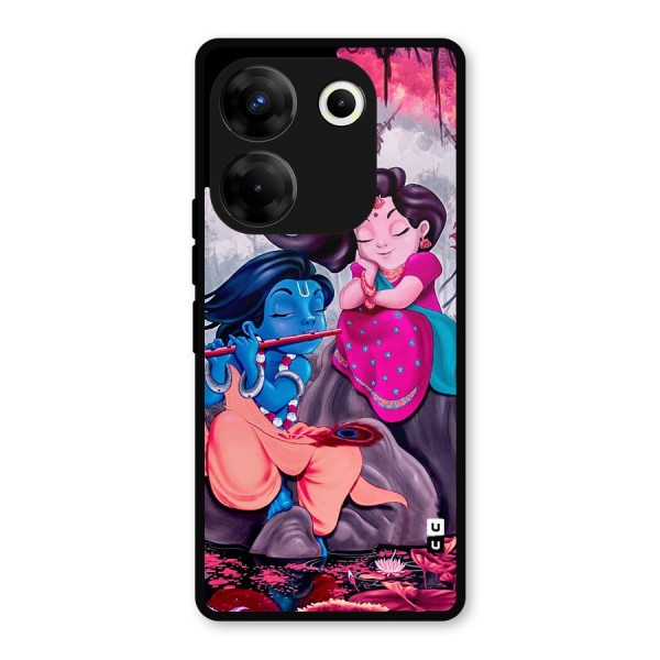 Cute Radha Krishna Metal Back Case for Tecno Camon 20