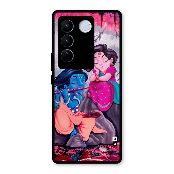 Cute Radha Krishna Metal Back Case for Vivo V27