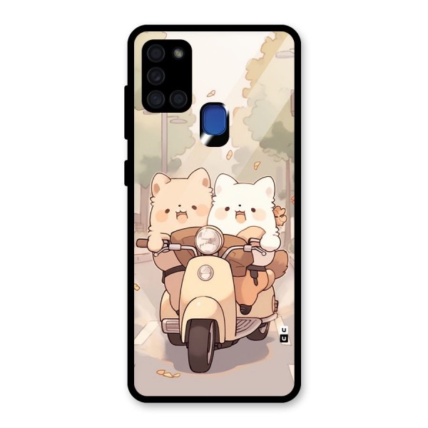 Cute Riders Glass Back Case for Galaxy A21s