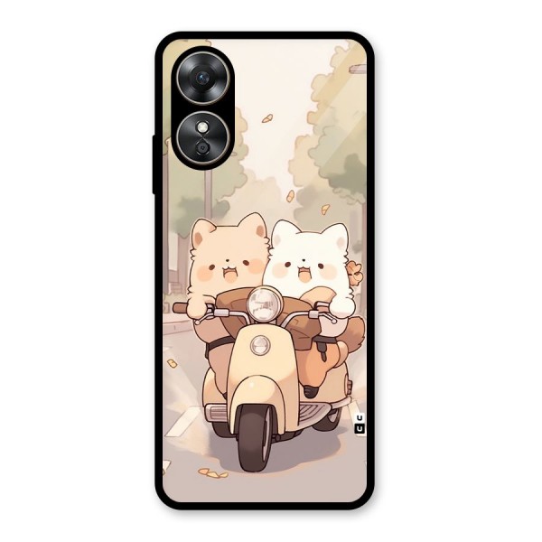 Cute Riders Glass Back Case for Oppo A17