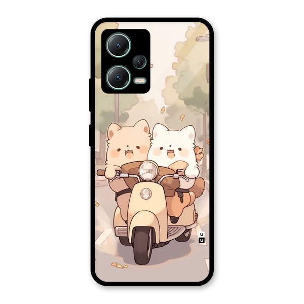 Cute Riders Glass Back Case for Poco X5