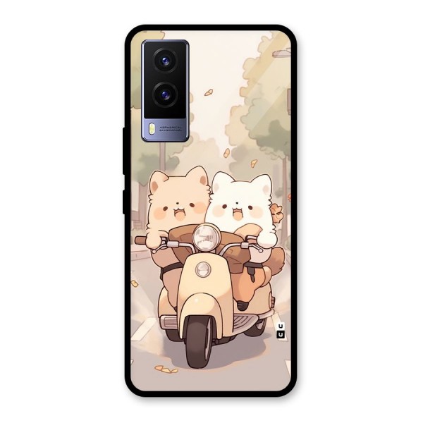 Cute Riders Glass Back Case for Vivo V21e 5G