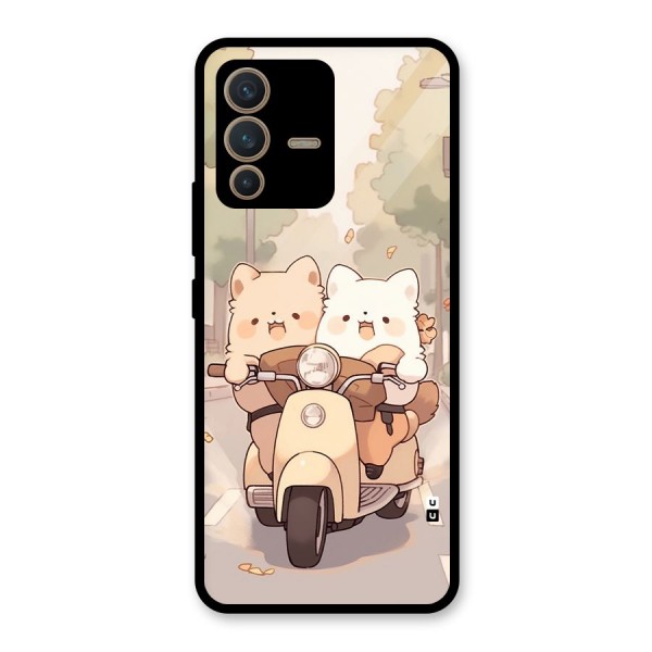 Cute Riders Glass Back Case for Vivo V23 5G