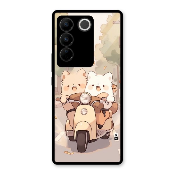 Cute Riders Glass Back Case for Vivo V27 Pro