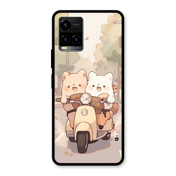 Cute Riders Glass Back Case for Vivo Y21G