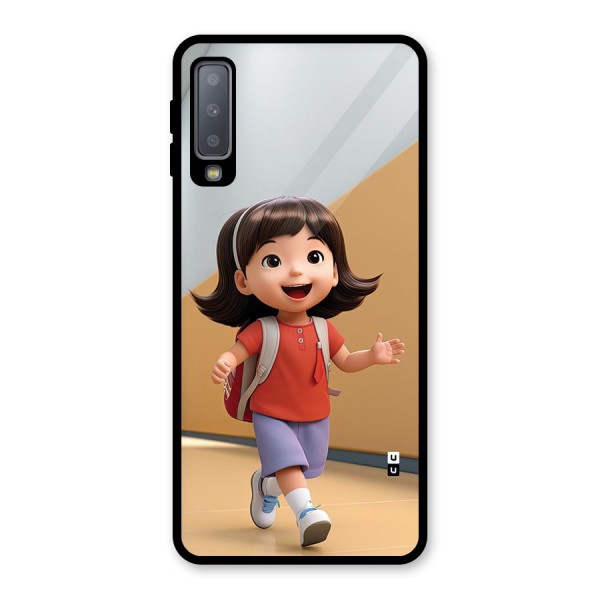 Cute School Girl Glass Back Case for Galaxy A7 (2018)