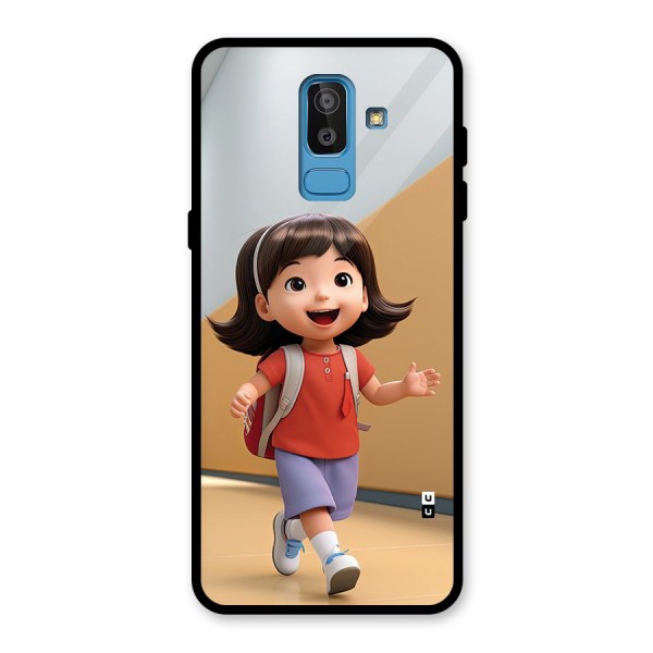 Cute School Girl Glass Back Case for Galaxy J8