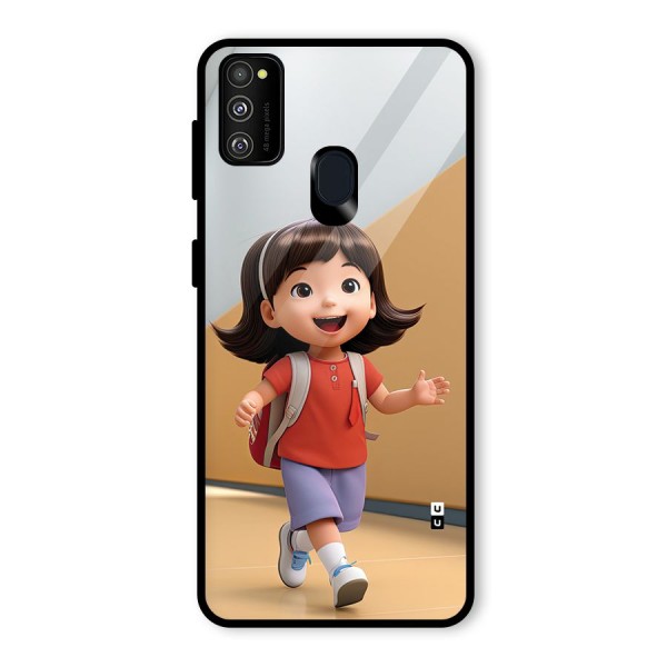 Cute School Girl Glass Back Case for Galaxy M30s