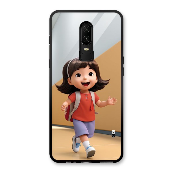 Cute School Girl Glass Back Case for OnePlus 6