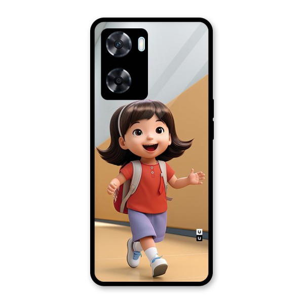 Cute School Girl Glass Back Case for Oppo A77s