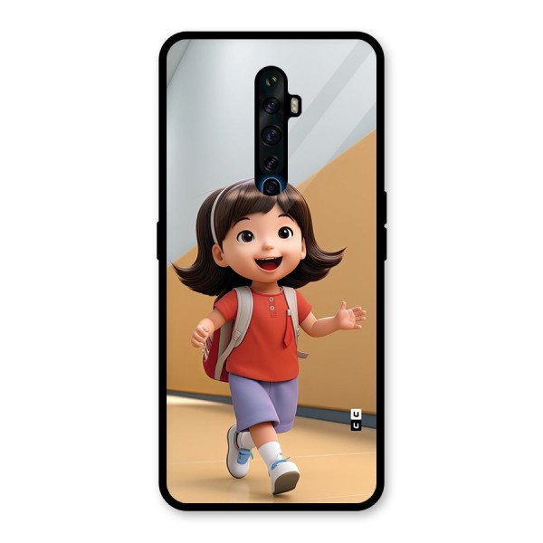 Cute School Girl Glass Back Case for Oppo Reno2 F