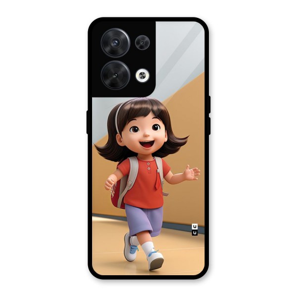 Cute School Girl Glass Back Case for Oppo Reno8 5G