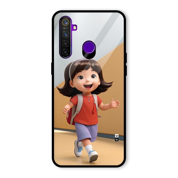 Cute School Girl Glass Back Case for Realme 5 Pro