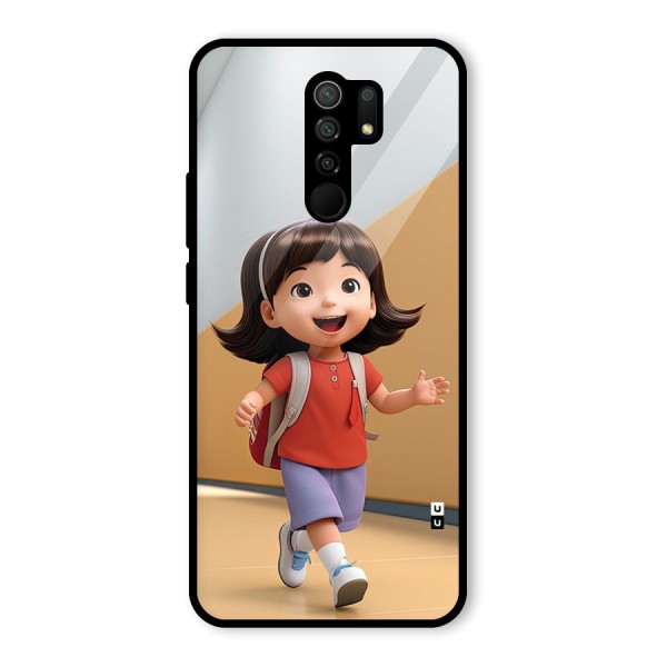 Cute School Girl Glass Back Case for Redmi 9 Prime