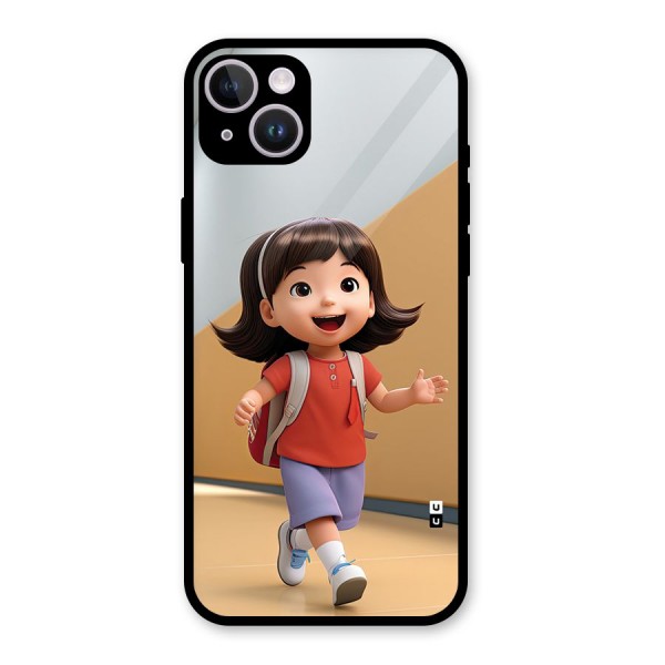 Cute School Girl Glass Back Case for iPhone 14 Plus