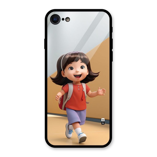 Cute School Girl Glass Back Case for iPhone 8