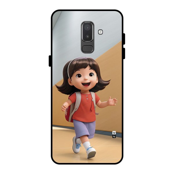 Cute School Girl Metal Back Case for Galaxy On8 (2018)