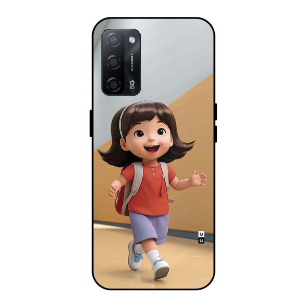 Cute School Girl Metal Back Case for Oppo A53s 5G