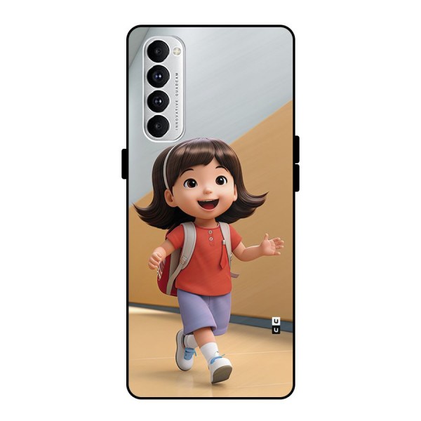 Cute School Girl Metal Back Case for Oppo Reno4 Pro