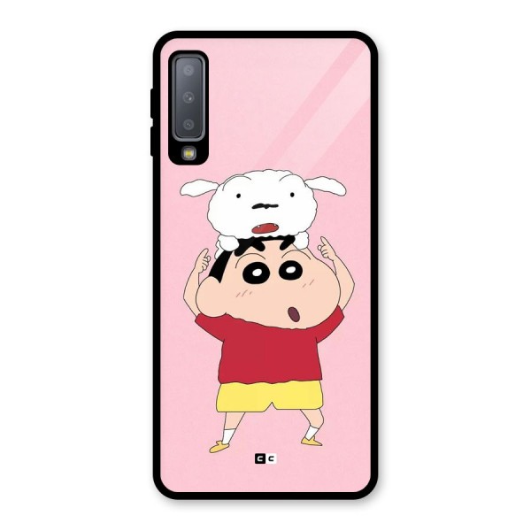 Cute Sheero Glass Back Case for Galaxy A7 (2018)