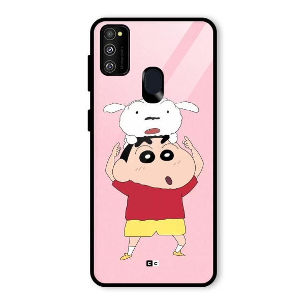 Cute Sheero Glass Back Case for Galaxy M30s