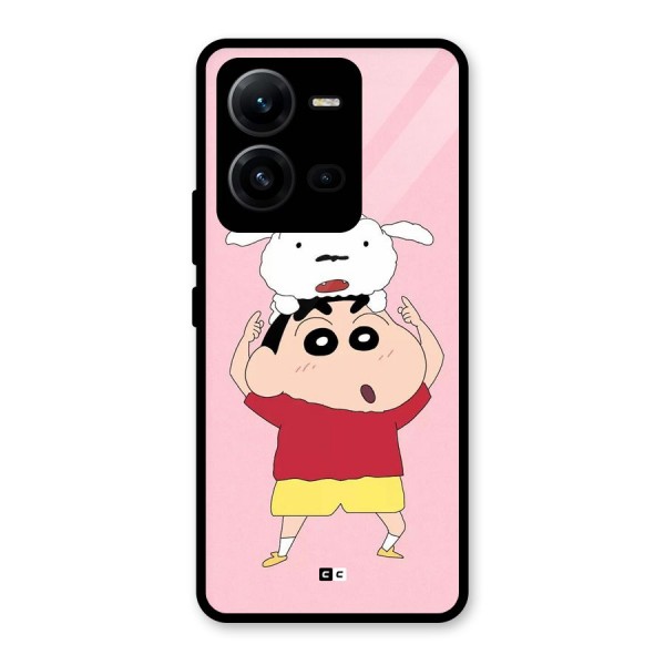 Cute Sheero Glass Back Case for Vivo V25