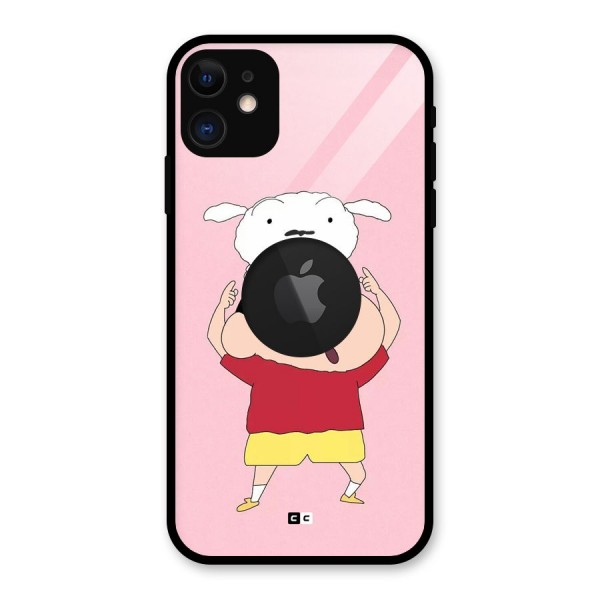 Cute Sheero Glass Back Case for iPhone 11 Logo Cut