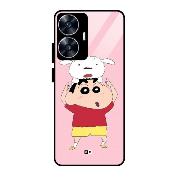 Cute Sheero Glass Back Case for realme C55