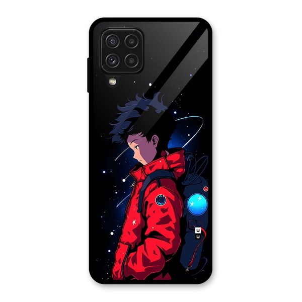 Cute Space Boy Glass Back Case for Galaxy A22 4G