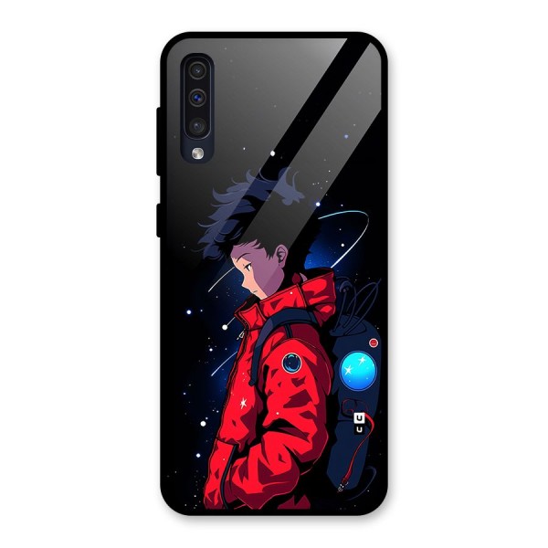 Cute Space Boy Glass Back Case for Galaxy A50