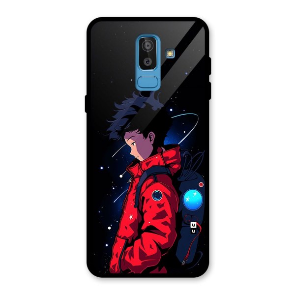 Cute Space Boy Glass Back Case for Galaxy J8