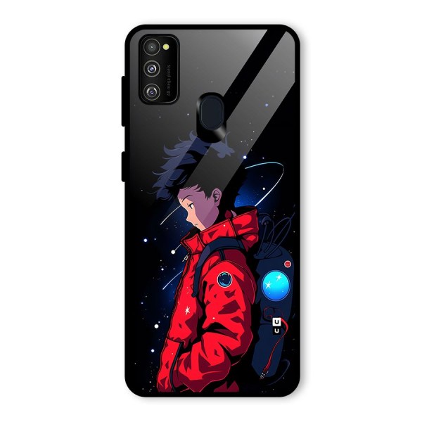 Cute Space Boy Glass Back Case for Galaxy M30s