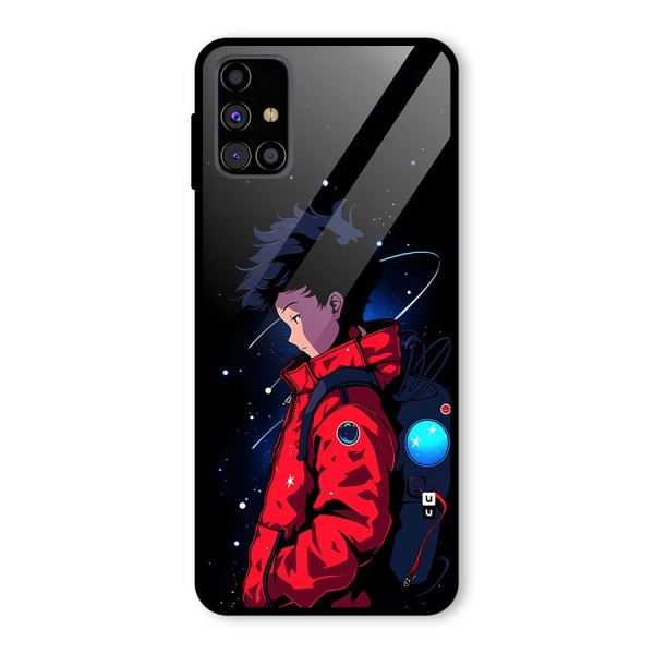 Cute Space Boy Glass Back Case for Galaxy M31s