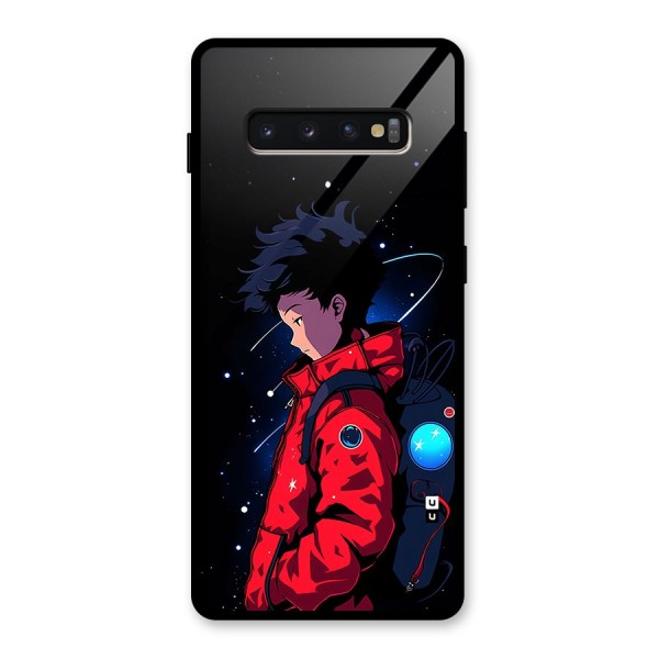 Cute Space Boy Glass Back Case for Galaxy S10 Plus