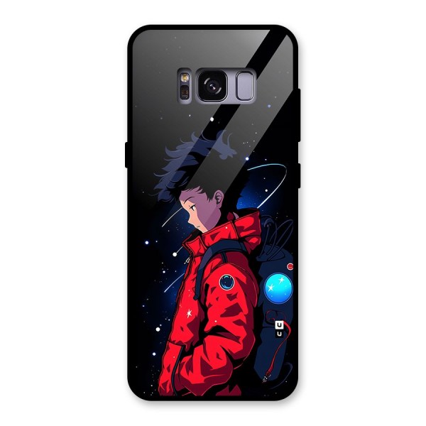 Cute Space Boy Glass Back Case for Galaxy S8