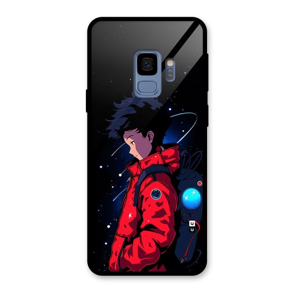 Cute Space Boy Glass Back Case for Galaxy S9